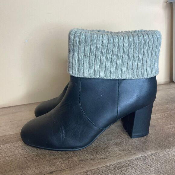 torrid Shoes - Size 11W Torrid Women's Black Leather Sweater Knit Top Ankle Boots